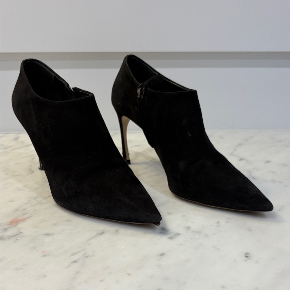 Miu Miu Black Suede Pointed-Toe Stiletto Booties